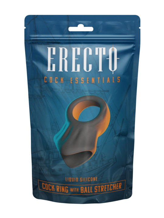 Cock Ring avec Ball Stretcher liquid silicone - Erecto 