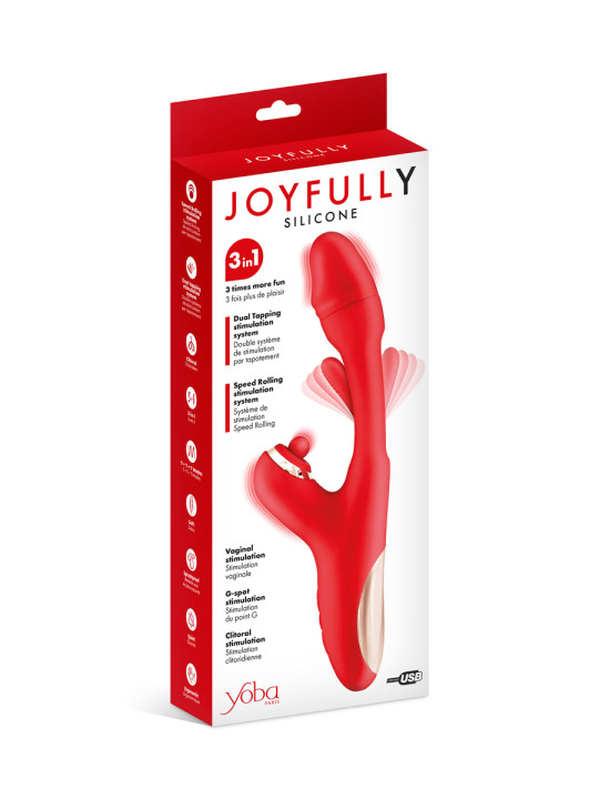Vibromasseur rabbit 3-en-1 Joyfully rouge - Yoba