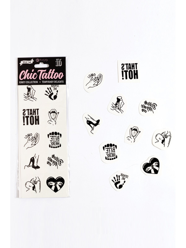 10 tatouages temporaires Kinky Collection - Secret Play
