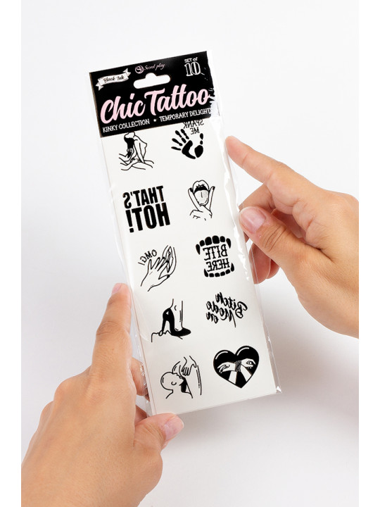 10 tatouages temporaires Kinky Collection - Secret Play
