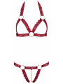 Ensemble string ouvert et seins nus bordeaux - Cottelli Lingerie