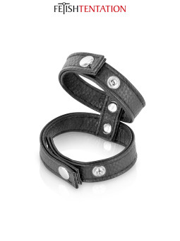 Double cockring simili cuir - Fetish Tentation