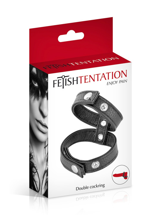 Double cockring simili cuir - Fetish Tentation