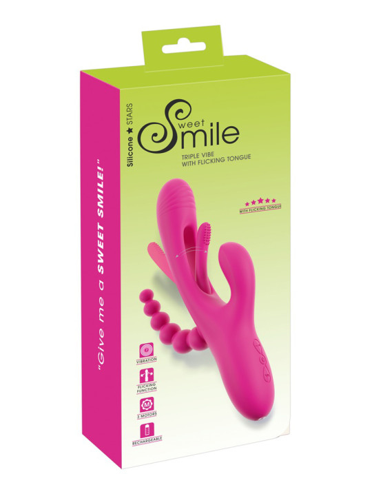 Triple vibro avec langue oscillante - Sweet Smile