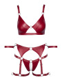Set soutien-gorge et slip à jarretelles ouvert rouge - Cottelli BONDAGE  