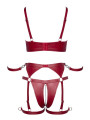 Set soutien-gorge et slip à jarretelles ouvert rouge - Cottelli BONDAGE  
