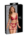 Set soutien-gorge et slip à jarretelles ouvert rouge - Cottelli BONDAGE  