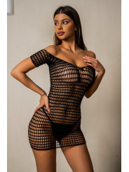 Robe courte résille à mailles larges - J Lingerie