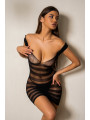 Robe courte résille noire décolletée - J Lingerie