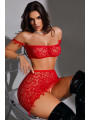 Ensemble top et jupe résille rouge - J Lingerie