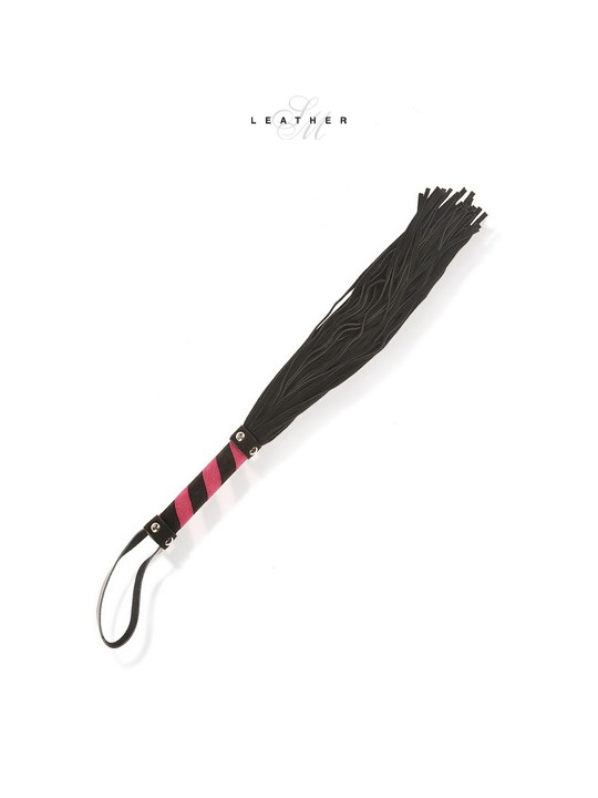 Martinet en cuir noir et rose