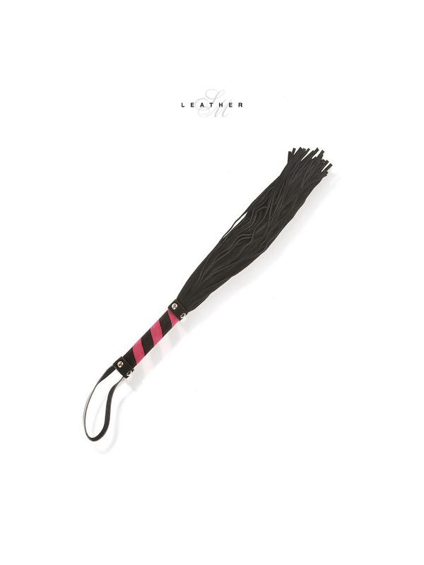 Martinet en cuir noir et rose