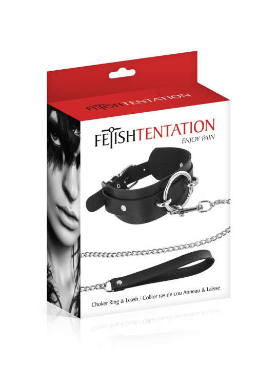 Collier avec anneau & laisse - Fetish Tentation