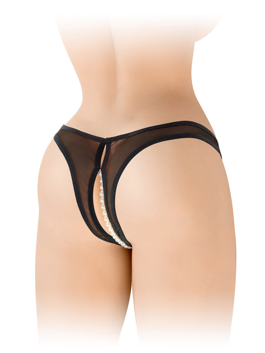String ouvert avec perles Sophie - noir