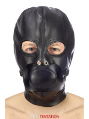 Cagoule BDSM simili cuir avec baillon amovible - Fetish Tentation