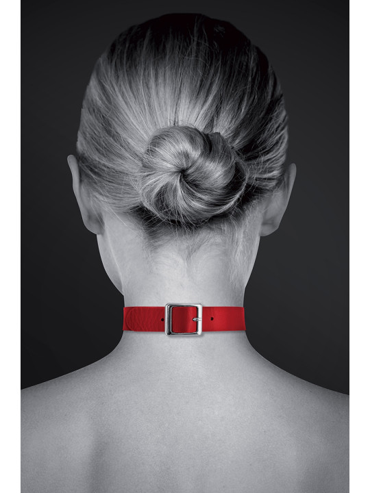 Collier Fetish rouge avec anneau - Bijoux Pour Toi