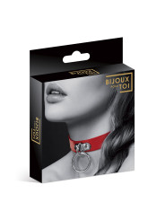 Collier Fetish rouge avec anneau - Bijoux Pour Toi