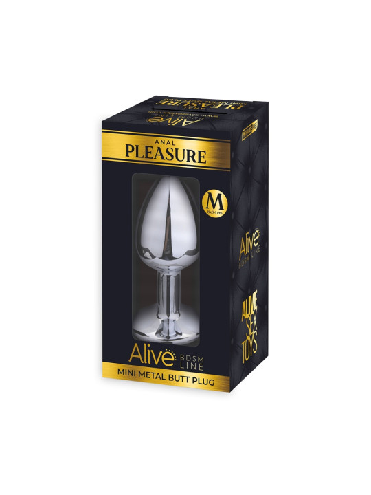 Plug métal bijou rose M - Alive