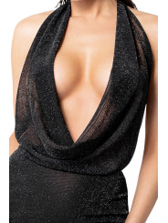 Mini robe dos nu Luminara F351 en maille pailletée