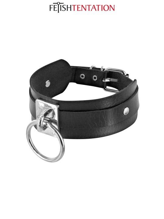 Collier BDSM large avec anneau - Fetish Tentation