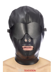 Cagoule simili cuir avec bandeau amovible - Fetish Tentation