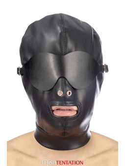 Cagoule simili cuir avec bandeau amovible - Fetish Tentation