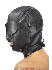 Cagoule simili cuir avec bandeau amovible - Fetish Tentation