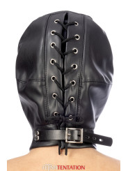 Cagoule simili cuir avec bandeau amovible - Fetish Tentation