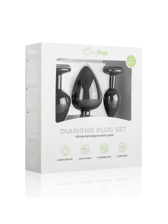 Kit entrainement 3 Butt plugs noir - Easy Toys