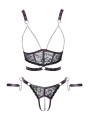 Ensemble ouvert 3 pièces noires - Cotelli Bondage 