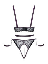Ensemble ouvert 3 pièces noires - Cotelli Bondage 