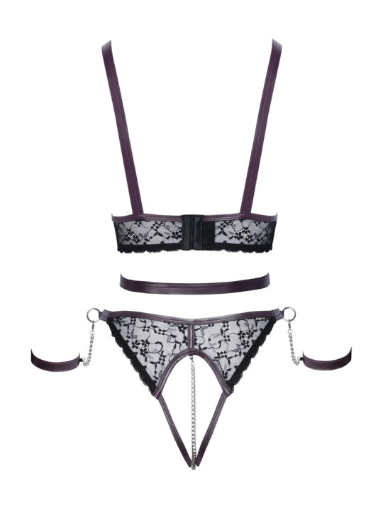 Ensemble ouvert 3 pièces noires - Cotelli Bondage 