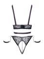 Ensemble ouvert 3 pièces noires - Cotelli Bondage 