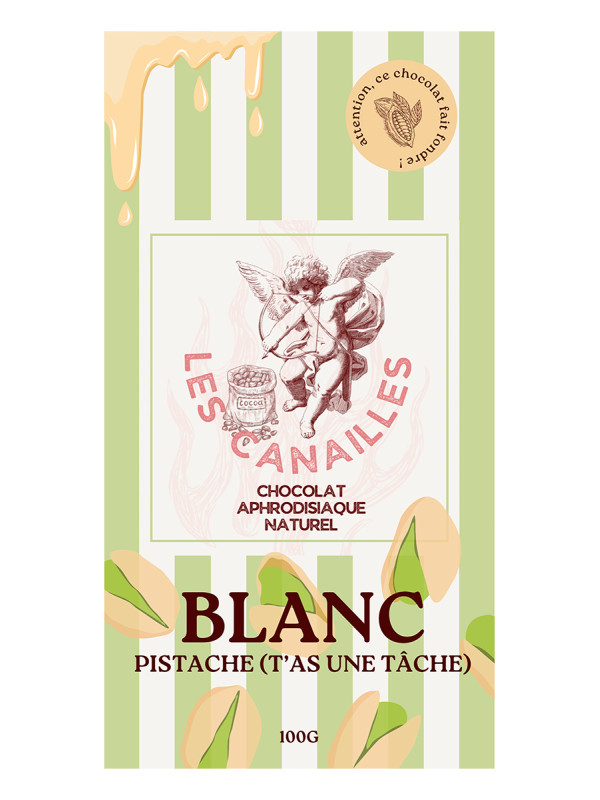 Chocolat blanc pistache - Tablette 100g - Les canailles