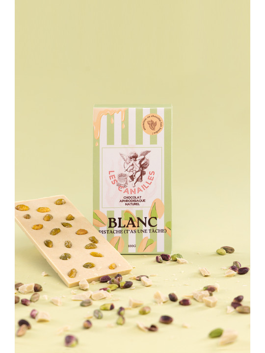 Chocolat blanc pistache - Tablette 100g - Les canailles