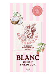 Chocolat blanc coco et baie de goji - Tablette 100g - Les canailles