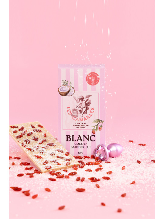 Chocolat blanc coco et baie de goji - Tablette 100g - Les canailles