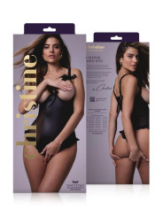 Body wetlook ouvert noir Mistique - Christine