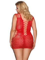 Robe rouge moulante ajourée filet Paris Hollywood