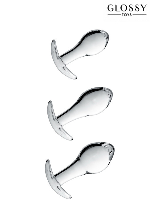 Set 3 plugs anal en verre Glossy Toys n° 17