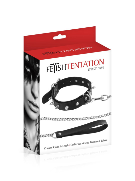 Collier à pointes & laisse - Fetish Tentation