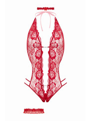 Ensemble body ouvert Renee rouge - Christine