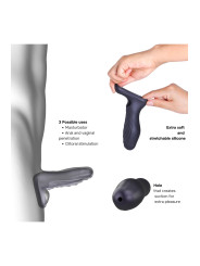 Gaine de pénis 3 en 1 Ryzer Black Plum - Man Wan