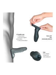 Gaine de pénis 3 en 1 Ryzer Pine Grey - Man Wan