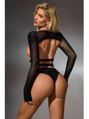 Ensemble culotte et top seins nus résille - J Lingerie