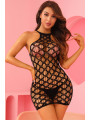 Mini robe sexy en résille noire ajourée - J Lingerie