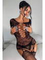 Combinaison résille à épaules dénudées et entrejambe ouvert - J Lingerie