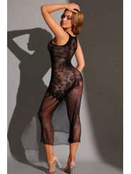 Robe longue résille noire - J Lingerie