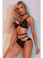 Ensemble soutien-gorge, culotte et ceinture noir - J Lingerie