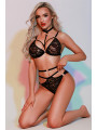 Ensemble soutien-gorge, culotte et ceinture noir - J Lingerie